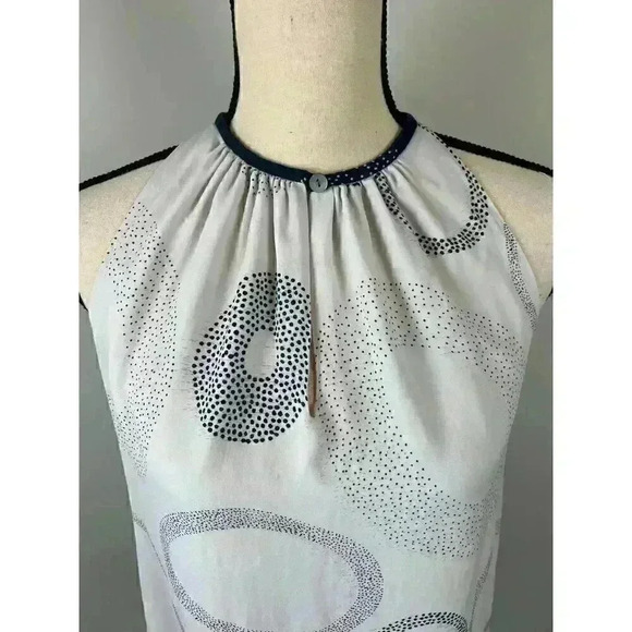 Ramy Brook Women's 100% Silk Halter Blouse Abstract Sleeveless Lined M Gray - Picture 3 of 12